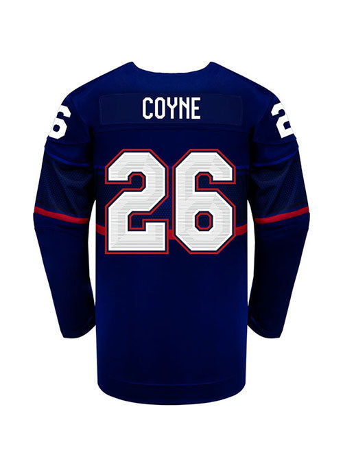 Youth Nike USA Hockey Kendall Coyne Away 2022 Olympic Jersey in Navy - Back View