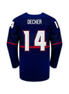 Youth Nike USA Hockey Brianna Decker Away 2022 Olympic Jersey in Navy - Back View